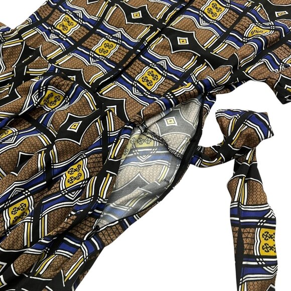 Mantsho x H&M Geometric African Print Midi Asymmetric Shirt‎ Dress Brown Size 2 - Picture 4 of 10